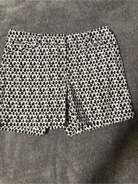 White House Black Market Black and White Geometric Bermuda Shorts